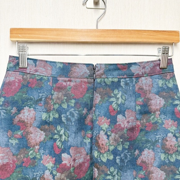 NWT Erin Fetherson Anthropologie Joni Blue Floral A-Line Mini Skirt, Size 6 - Picture 7 of 12